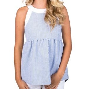 NWT Lauren James Layla Seersucker Peplum Top